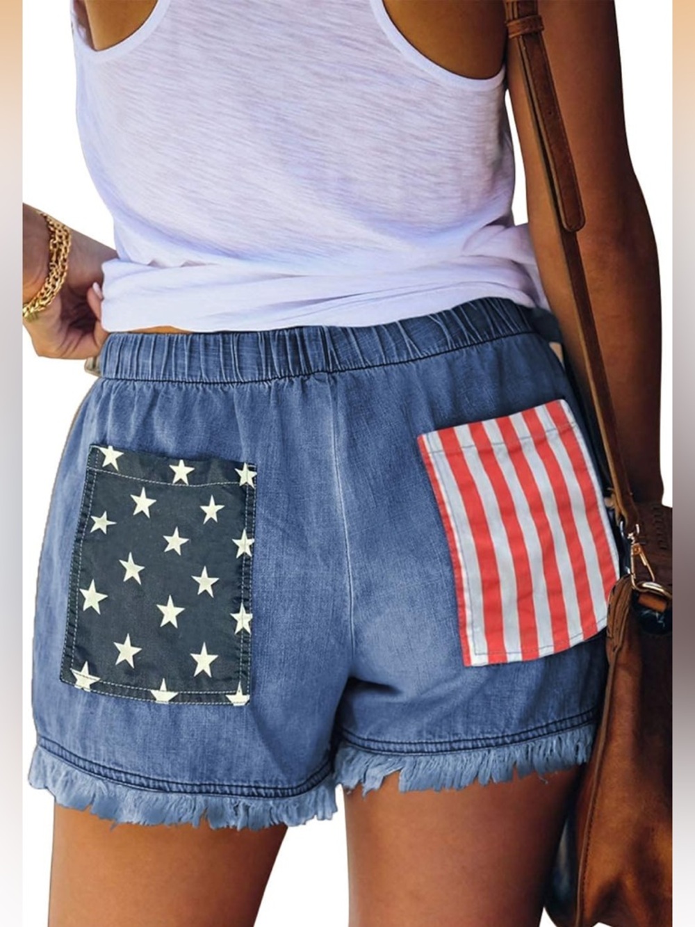 Denim Women's Shorts with Star & Stripe Pockets 🇺🇸